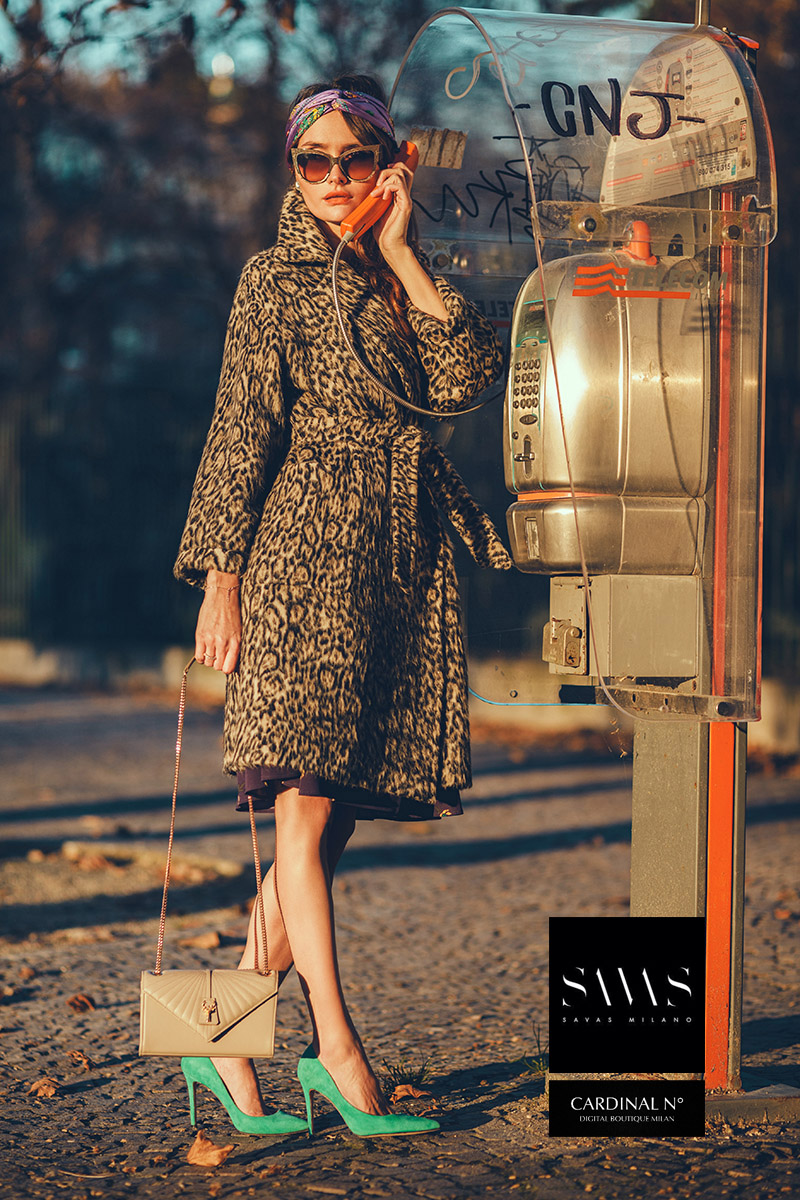 Cardinalno Milan Winter fashion campaign for fashion blog promotion by Kipenko in natural sunset lighting.