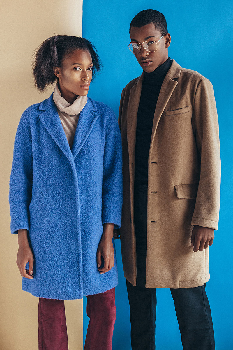 Images sequence for magazine editorial capuccino coat combination look at mulatto male model