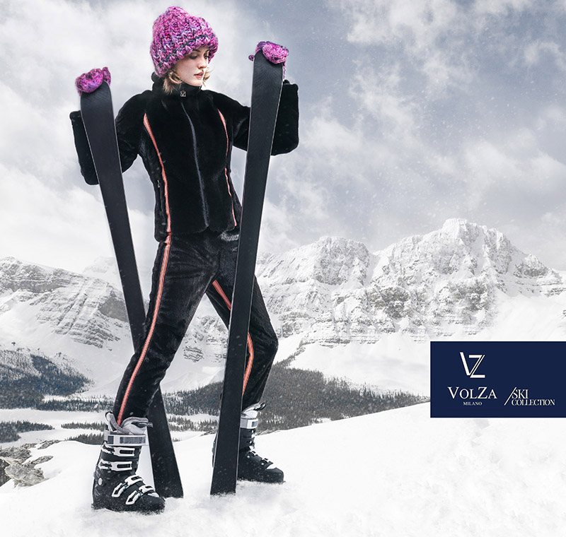 Kipenko photographer shoot VOLZA furs ski suit, Milan fashion campaign commerce